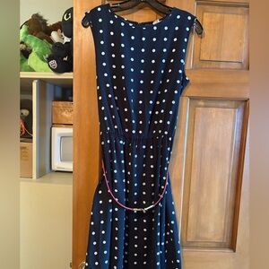 Blair Navy Blue Polka Dot Sleeveless Midi Dress
